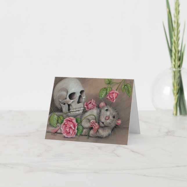 Rat Rose Skull Note Card (Front)