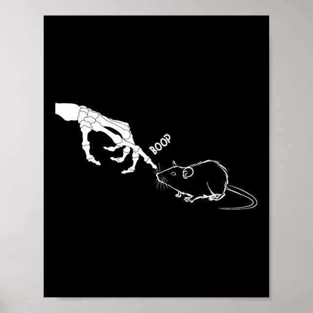 Rat Scary Skeleton Hand Boop Spooky Halloween  Poster (Front)