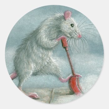 Rat Shoveling Snow Stickers by KMCoriginals at Zazzle