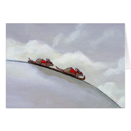 Rat ski team art painting skiing racing rats (Front Horizontal)