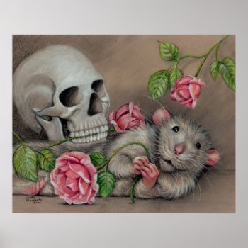 Rat Skull Roses Poster by KMCoriginals at Zazzle