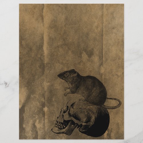 Rat  Skull Victorian Gothic Scrapbook Paper