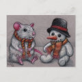 Rat Snowman in scarf Postcard