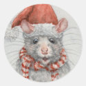Rat sticker in red Santa hat KMCoriginals