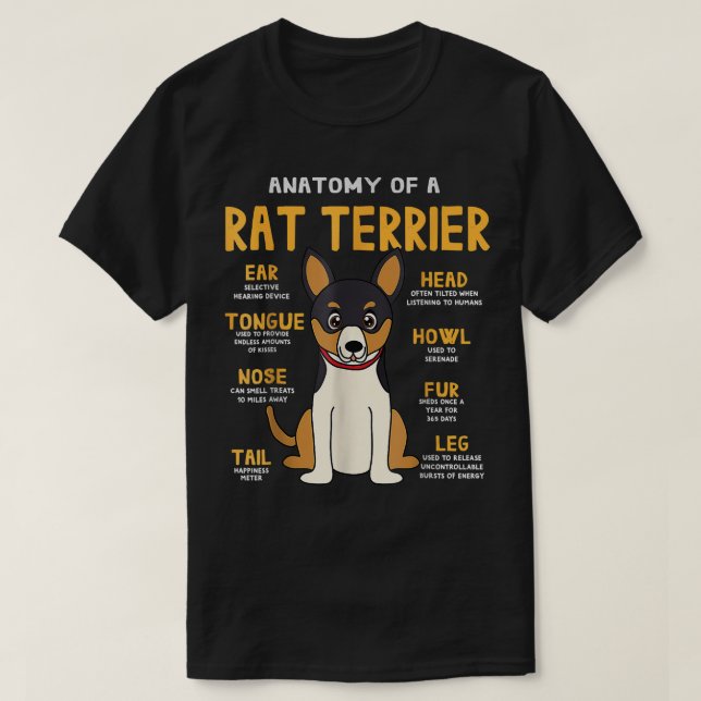 Rat Terrier Anatomy Funny Dog Mom Dad  T-Shirt (Design Front)