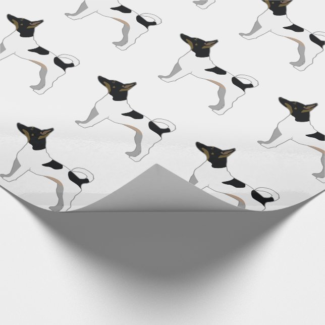 Rat Terrier Basic Breed Silhouette Design Wrapping Paper (Corner)
