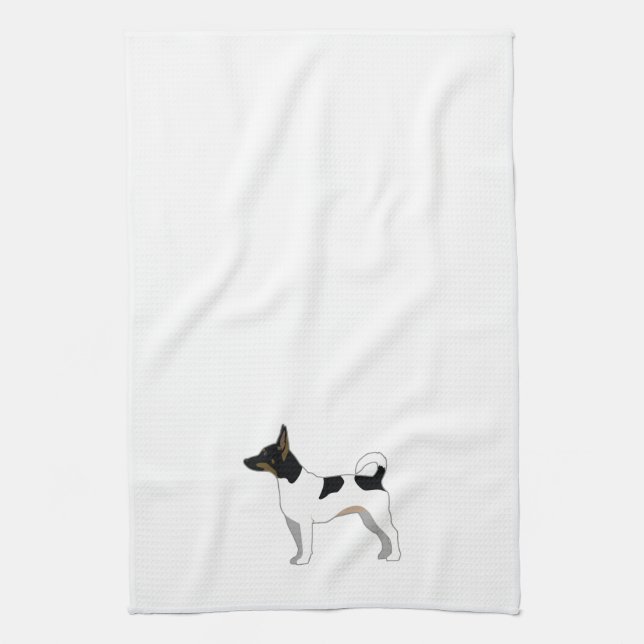 Rat Terrier Basic Breed Silhouette Illustration Kitchen Towel (Vertical)