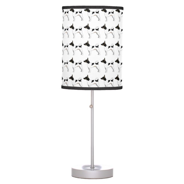 Rat Terrier Basic Breed Silhouette Illustration Table Lamp (Front)