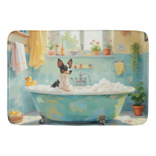 Rat Terrier Bath Time Playful Bathroom Decor Mat