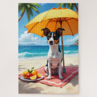 Rat Terrier Beach Relax Scene