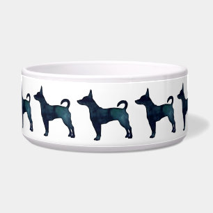 Rat Terrier Black Watercolor Silhouette Bowl