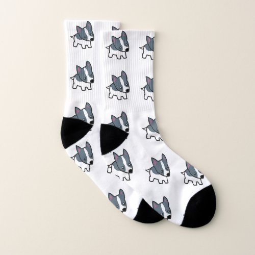 rat terrier cartoon white and blue socks