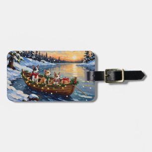 Rat Terrier Christmas Boat Holiday Luggage Tag