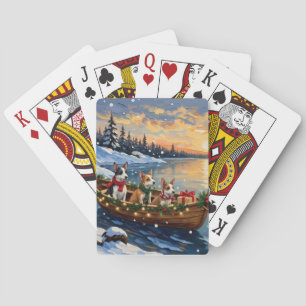 Rat Terrier Christmas Boat Holiday Poker Cards