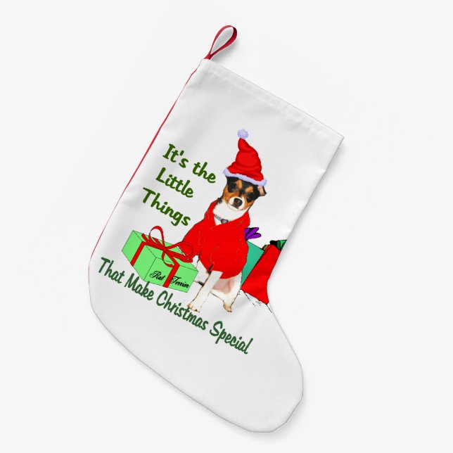 Rat Terrier Christmas Small Christmas Stocking (Front (Hanging))