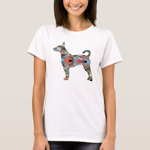 Rat Terrier Colorful Geometric Pattern Silhouette T_Shirt