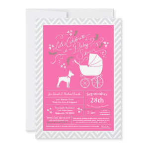 Rat Terrier Dog Baby Shower Pink Girl Invitation