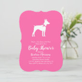 Rat Terrier Dog Baby Shower Pink Girl Invitation (Standing Front)