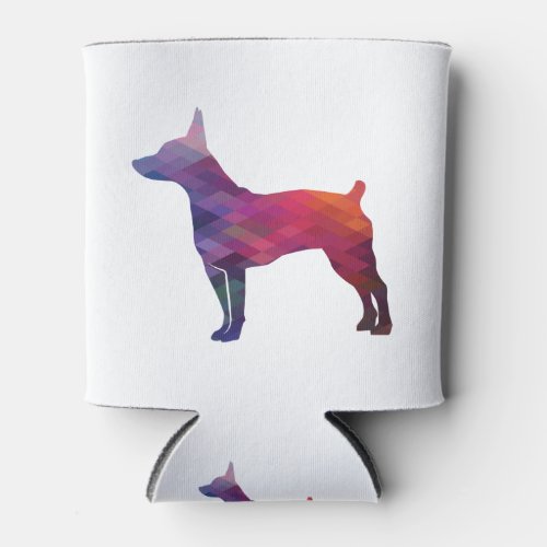 Rat Terrier Dog Breed Geo Silhouette Purple Can Cooler