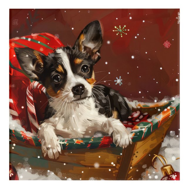 Rat Terrier Dog Christmas Festive Acrylic Print (Front)