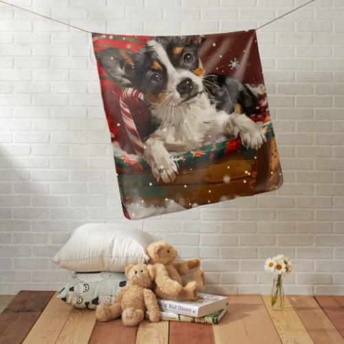 Rat Terrier Dog Christmas Festive Baby Blanket
