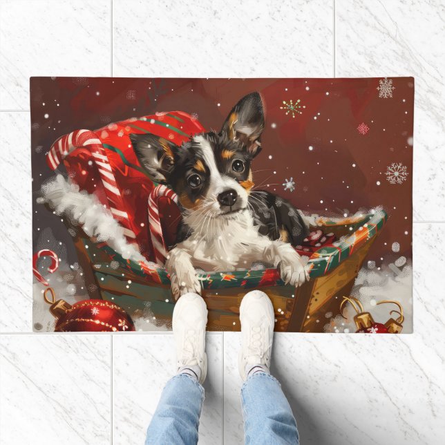 Rat Terrier Dog Christmas Festive Doormat (Indoor)