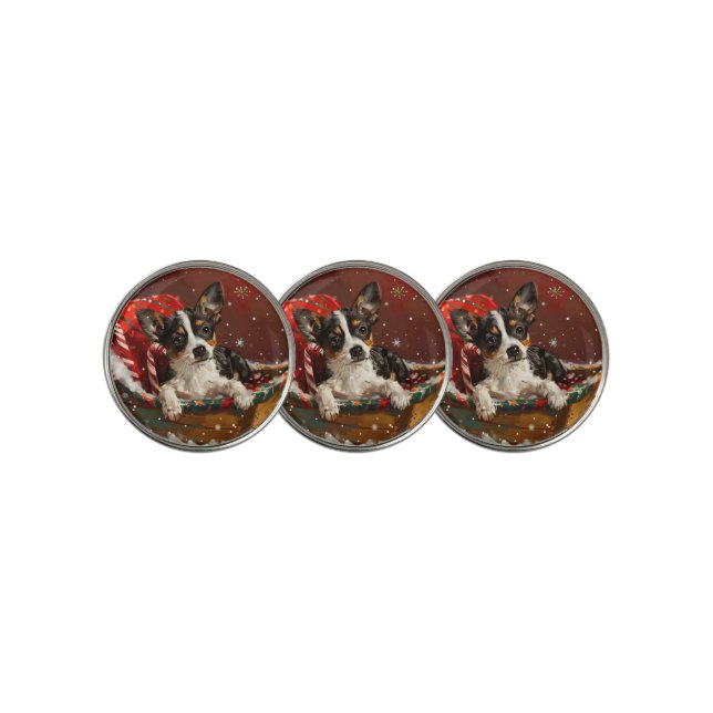 Rat Terrier Dog Christmas Festive Golf Ball Marker (3 Up)