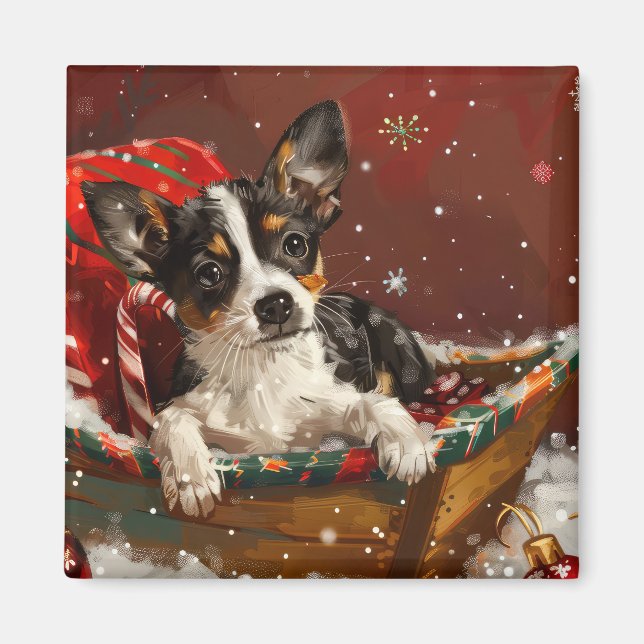 Rat Terrier Dog Christmas Festive Magnet (Front)