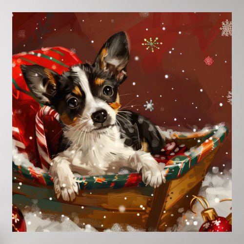 Rat Terrier Dog Christmas Festive Poster