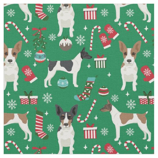 rat terrier dog christmas holiday fabric