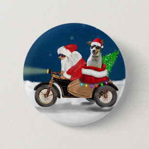 Rat Terrier Dog Christmas Santa Claus Button