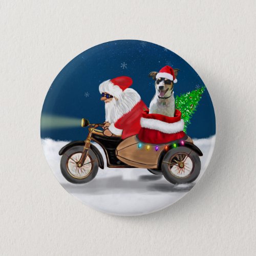 Rat Terrier Dog Christmas Santa Claus Button
