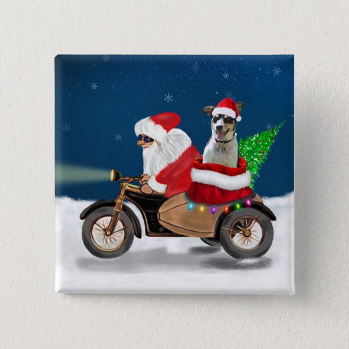 Rat Terrier Dog Christmas Santa Claus  Button