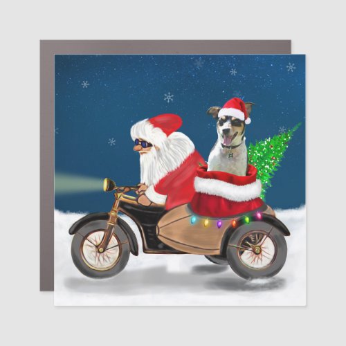 Rat Terrier Dog Christmas Santa Claus Car Magnet