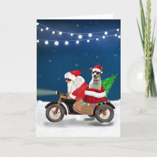 Rat Terrier Dog Christmas Santa Claus   Card