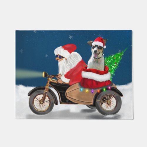 Rat Terrier Dog Christmas Santa Claus Doormat