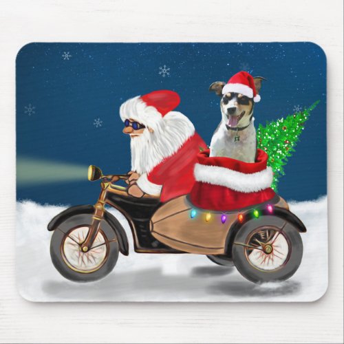 Rat Terrier Dog Christmas Santa Claus   Mouse Pad