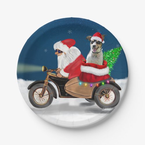 Rat Terrier Dog Christmas Santa Claus   Paper Plates