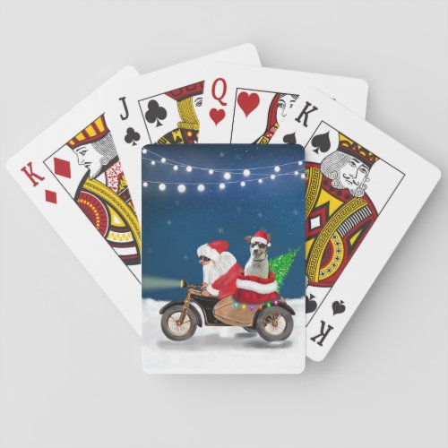 Rat Terrier Dog Christmas Santa Claus Poker Cards