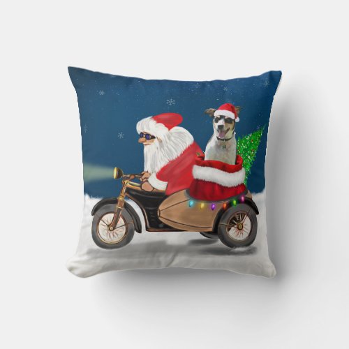 Rat Terrier Dog Christmas Santa Claus Throw Pillow