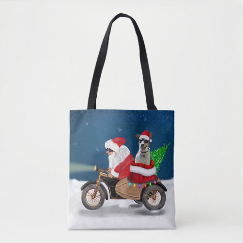 Rat Terrier Dog Christmas Santa Claus  Tote Bag