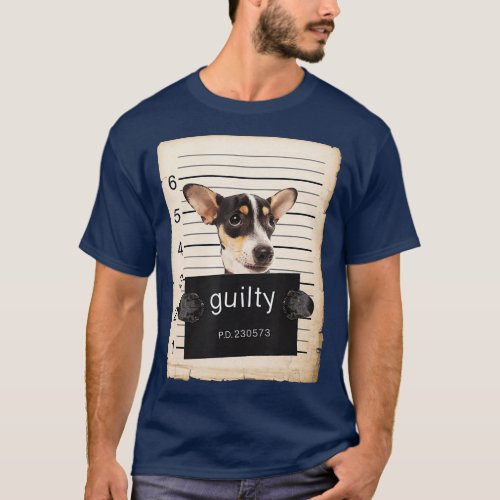Rat terrier dog Dog mug shot bad dog T_Shirt