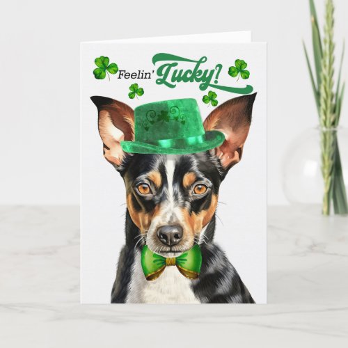 Rat Terrier Dog Feelin Lucky St Patricks Day Holiday Card