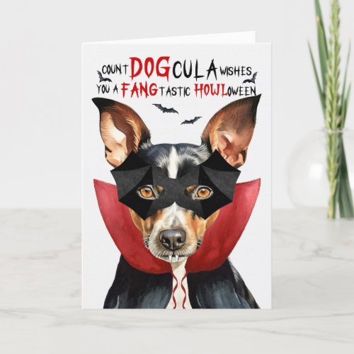 Rat Terrier Dog Funny Count DOGcula Halloween Holiday Card