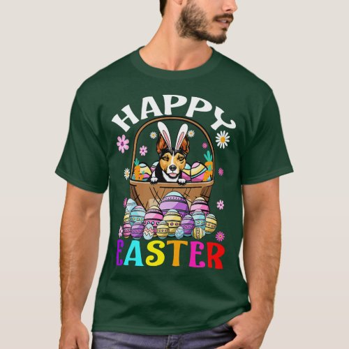 Rat Terrier Dog Happy Easter Bunny Eggs Easter Lon T_Shirt