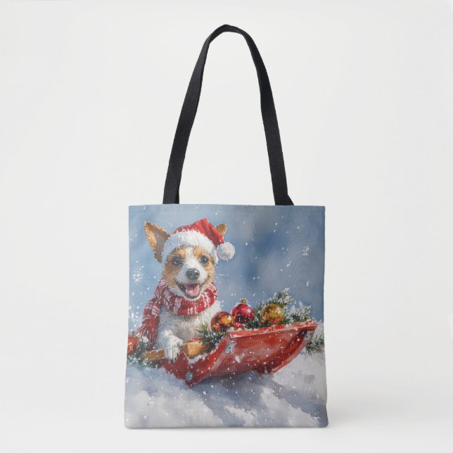 Rat Terrier Dog in Sledge Let it Snow Christmas  Tote Bag (Front)