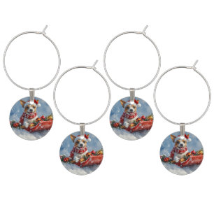Rat Terrier Dog in Sledge Let it Snow Christmas Wine Charm