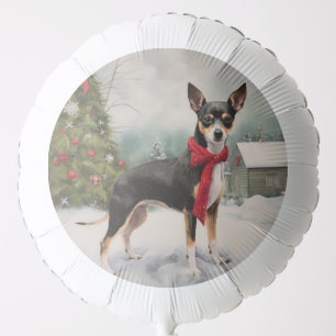 Rat Terrier Dog in Snow Christmas Balloon