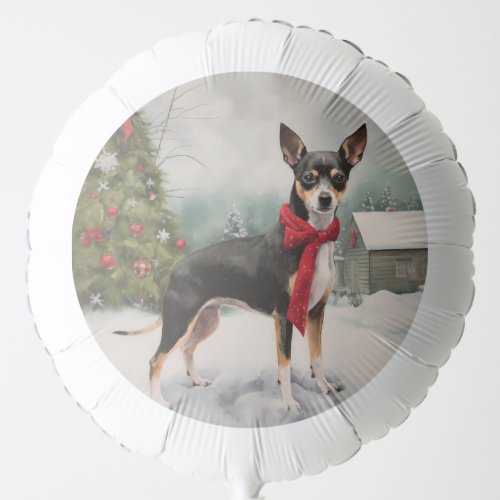 Rat Terrier Dog in Snow Christmas  Balloon