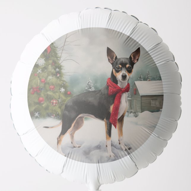 Rat Terrier Dog in Snow Christmas  Balloon (Front)